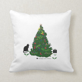 Cat At The Christmas Tree Cushion