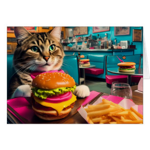 Cat at the Diner All Occasions Greeting Card