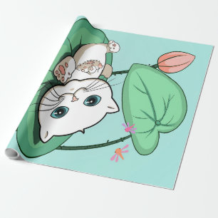 Cat At The Leaf, Funny Cat Kitten Gift Idea Wrapping Paper