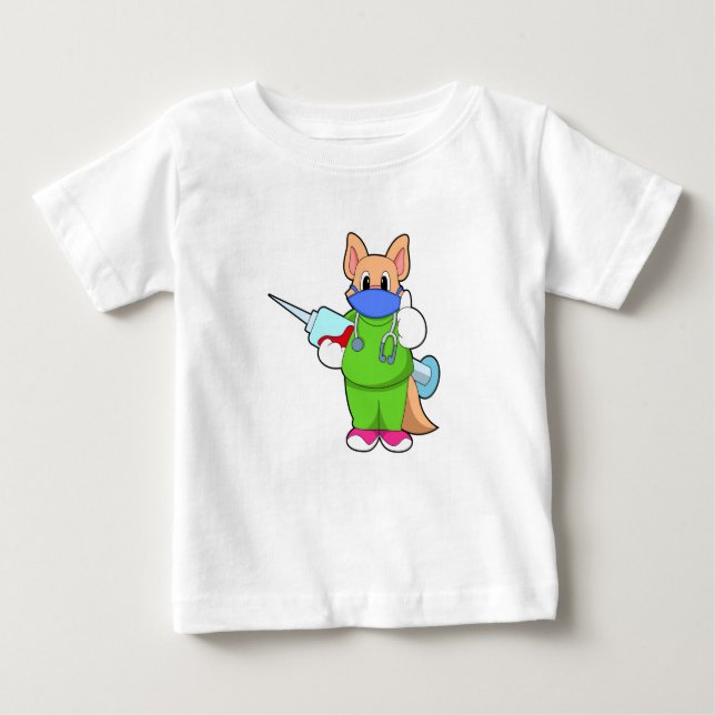 Cat at Vaccination with Syringe Baby T-Shirt (Front)
