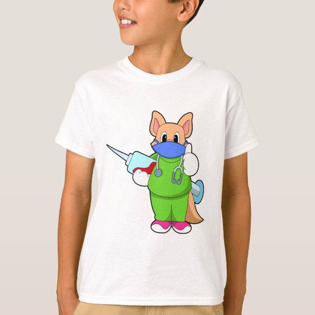 Cat at Vaccination with Syringe T-Shirt (Front)