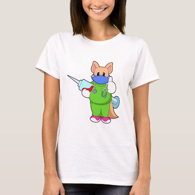 Cat at Vaccination with Syringe T-Shirt (Front)