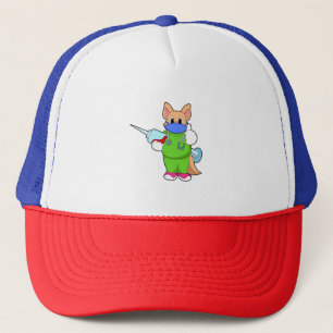 Cat at Vaccination with Syringe Trucker Hat