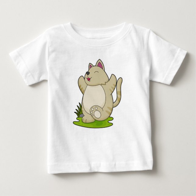 Cat at Yoga Baby T-Shirt (Front)