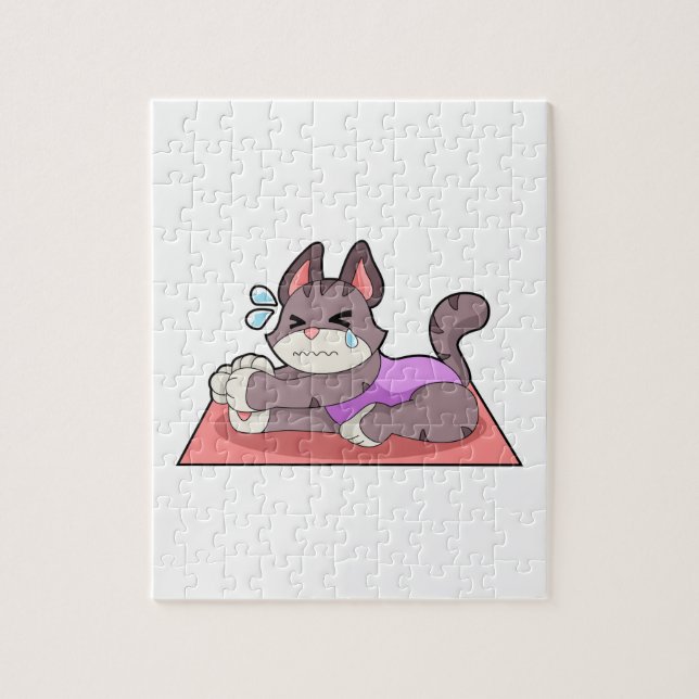 Cat at Yoga Fitness Jigsaw Puzzle (Vertical)