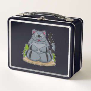 Cat at Yoga Fitness Metal Lunch Box
