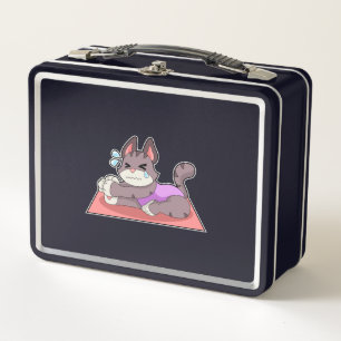 Cat at Yoga Fitness Metal Lunch Box
