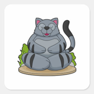 Cat at Yoga Fitness Square Sticker