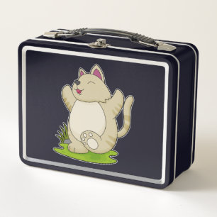 Cat at Yoga Metal Lunch Box