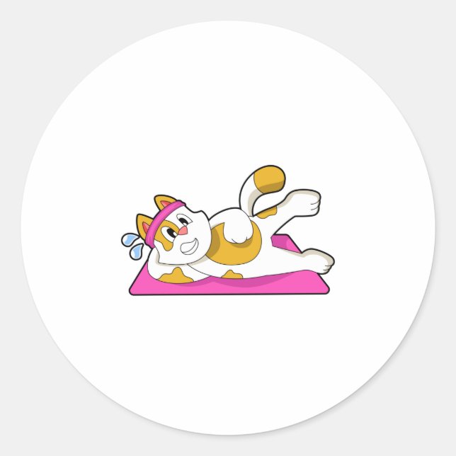 Cat at Yoga Stretching exercise Classic Round Sticker (Front)