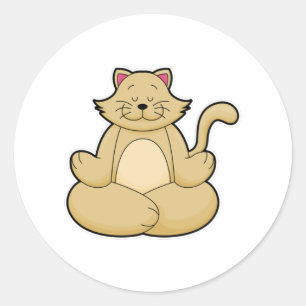 Cat at Yoga Stretching exercise in Cross legged Classic Round Sticker