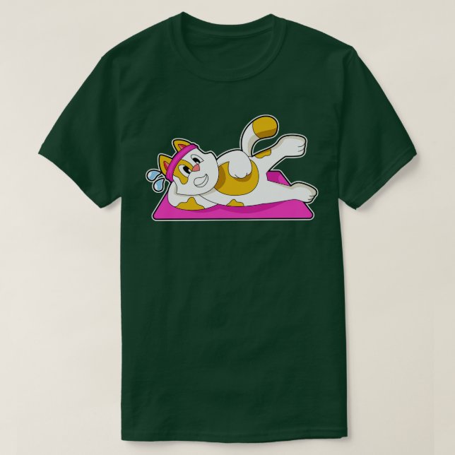 Cat at Yoga Stretching exercise T-Shirt (Design Front)