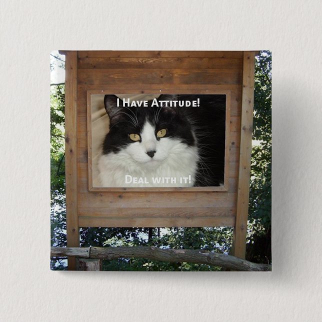 Cat Attitude 15 Cm Square Badge (Front)