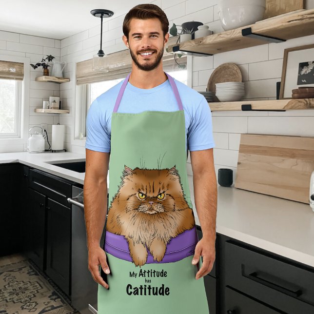Cat Attitude Funny Apron (Creator Uploaded)