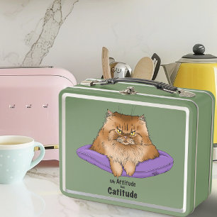 Cat Attitude Funny Metal Lunch Box