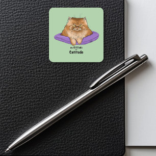 Cat Attitude Funny Square Sticker