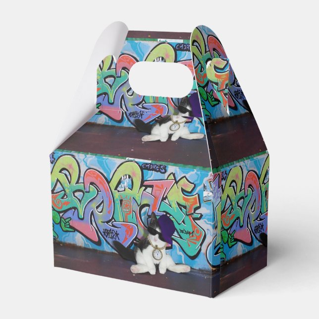 Cat Attitude.....Kitten and Graffiti Wall Favour Box (Front Side)