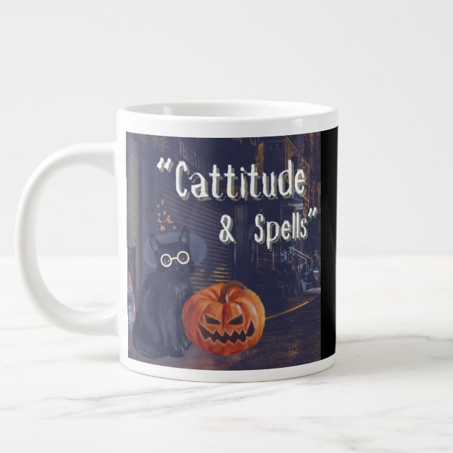 cat attitude spell large coffee mug (Left)