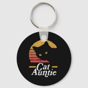 Cat Aunt Vintage Eighties Style Sun Cat Retro Dist Key Ring