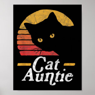 Cat Aunt Vintage Eighties Style Sun Cat Retro Dist Poster