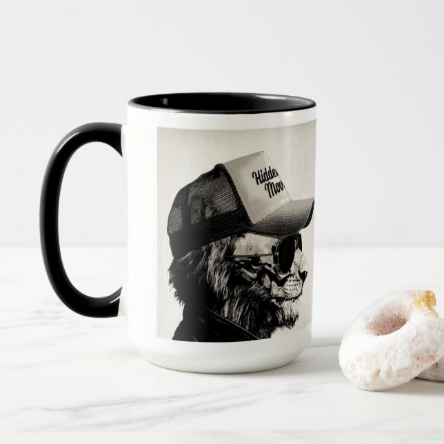  cat aviation glasses hidden moves funny mug  (With Donut)