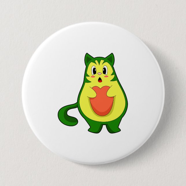 Cat Avocado 7.5 Cm Round Badge (Front)