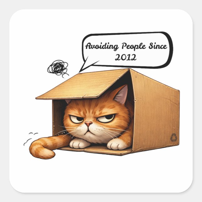 Cat Avoiding People Since 2012 Sticker (Front)