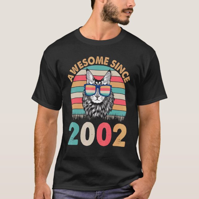 Cat Awesome Since 2002 Happy Birthday To Me  20 Ye T-Shirt (Front)