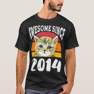 Cat Awesome Since 2014 9th Birthday 9 Years Old Ca T-Shirt