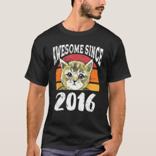 Cat Awesome Since 2016 7th Birthday 7 Years Old Ca T-Shirt