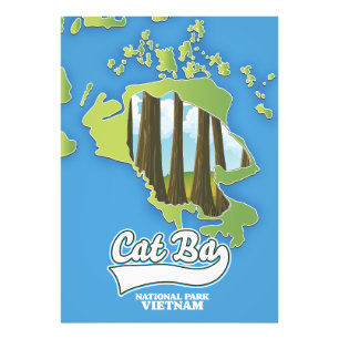 cat ba national park vietnam travel map  photo print