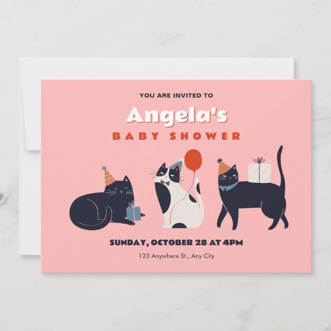 Cat Baby Shower Invitation (Front)