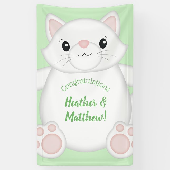Cat Baby Shower Kitty Banner (Vertical)