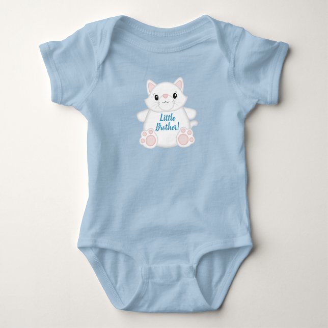 Cat Baby Shower Kitty Blue Baby Bodysuit (Front)