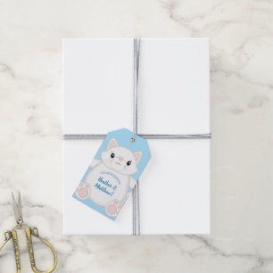 Cat Baby Shower Kitty Blue Gift Tags
