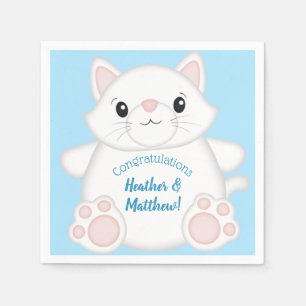 Cat Baby Shower Kitty Blue Napkin
