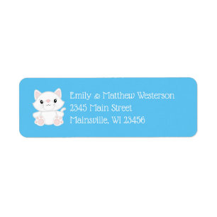 Cat Baby Shower Kitty Blue Return Address Label