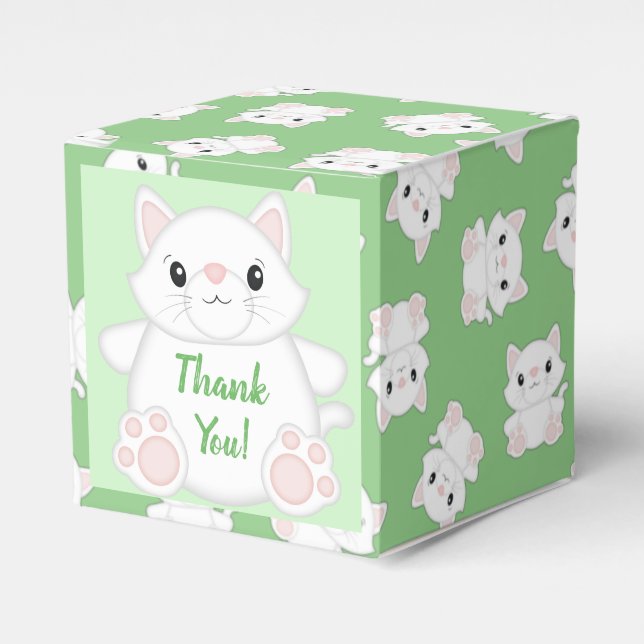 Cat Baby Shower Kitty Favour Box (Front Side)