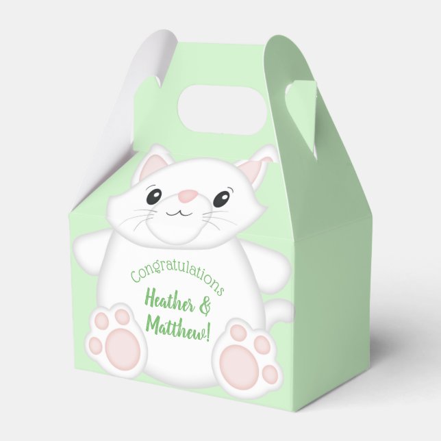 Cat Baby Shower Kitty Favour Box (Front Side)