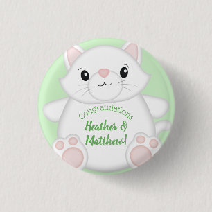 Cat Baby Shower Kitty Green 3 Cm Round Badge