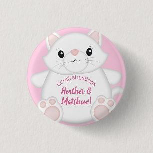 Cat Baby Shower Kitty Pink 3 Cm Round Badge