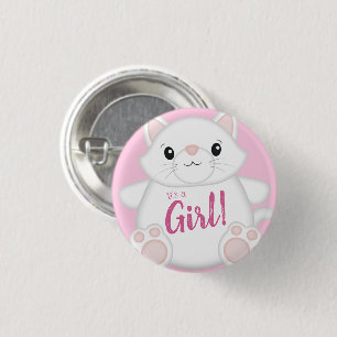 Cat Baby Shower Kitty Pink 3 Cm Round Badge