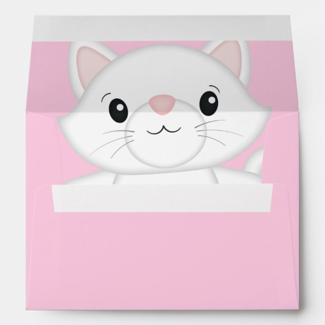 Cat Baby Shower Kitty Pink Envelope (Back (Bottom))