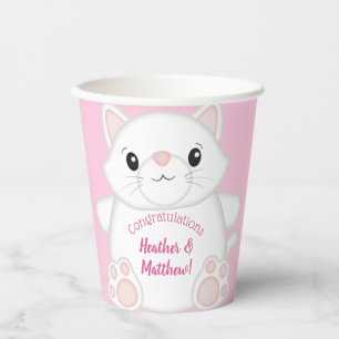 Cat Baby Shower Kitty Pink Paper Cups