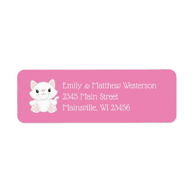 Cat Baby Shower Kitty Pink Return Address Label (Front)