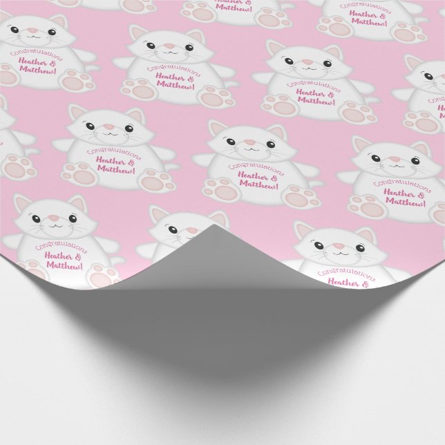 Cat Baby Shower Kitty Pink Wrapping Paper (Corner)