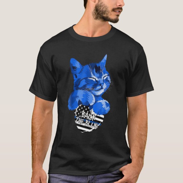 Cat Back The Blue Funny Gift T-Shirt (Front)