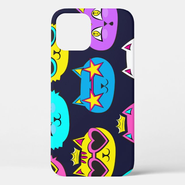 Cat badges, pop art textile Case-Mate iPhone case (Back)