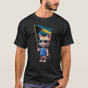 Cat Bahamas Flag Retro Tropical Beach Vacation Kit T-Shirt