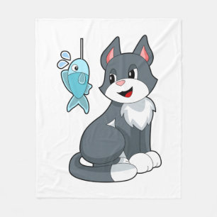 Cat Bait Fish Fleece Blanket